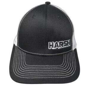 Sweet Caps Trucker Hat Black White OS Harsh Embroidered Logo Snapback Adjustable
